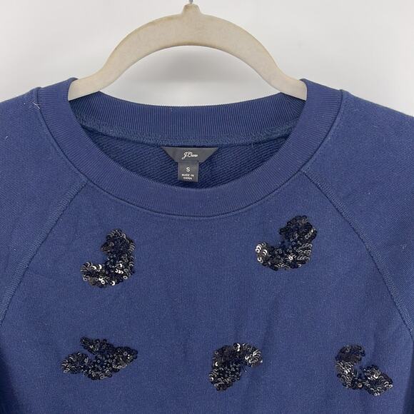 J. Crew embellished beaded sequin crewneck pullover sweatshirt sz S - Picture 2 of 5